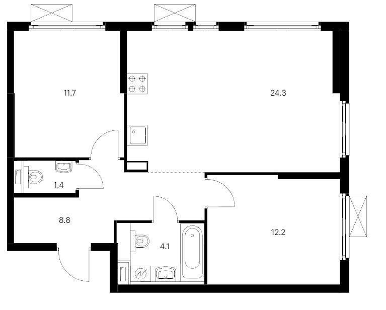 2-комнатная квартира 62.5 м², 11/13 эт., ЖК «Кантемировская 11»